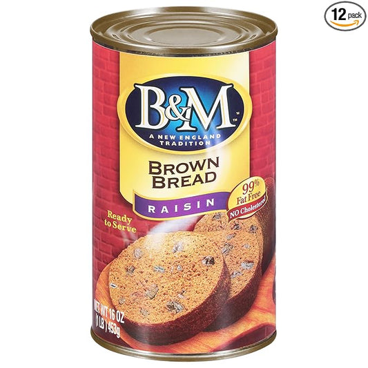 B&M Brown Bread, Raisin, 16 Ounce (Pack of 12)