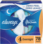 Always Infinity Feminine Pads For Women, Size 4 Overnight Absorbency, Multipack, With Flexfoam, With Wings, Unscented, 26 Count x 3 Packs (78 Count total