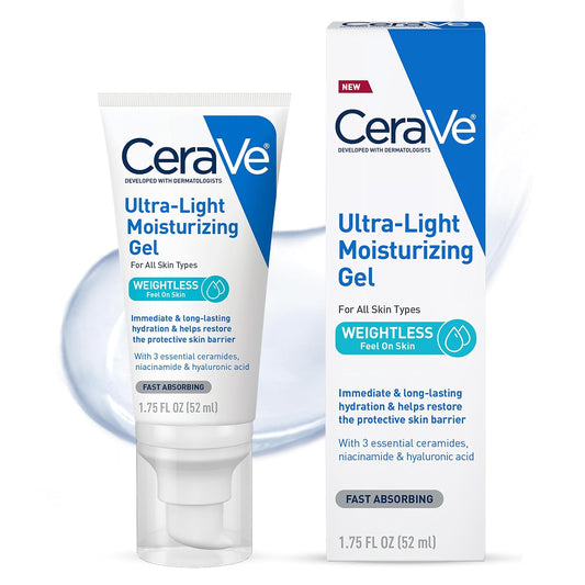 CeraVe Ultra-Light Moisturizing Gel | Hydrating Gel Face Moisturizer with Ceramides, Niacinamide, Hyaluronic Acid | Fragrance Free | Oil-Free | Weightless...