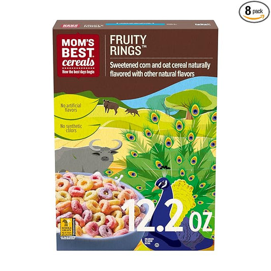 Mom's Best Fruity Rings Cereal, Kosher, 12.2 oz Box (Pack of 8)
