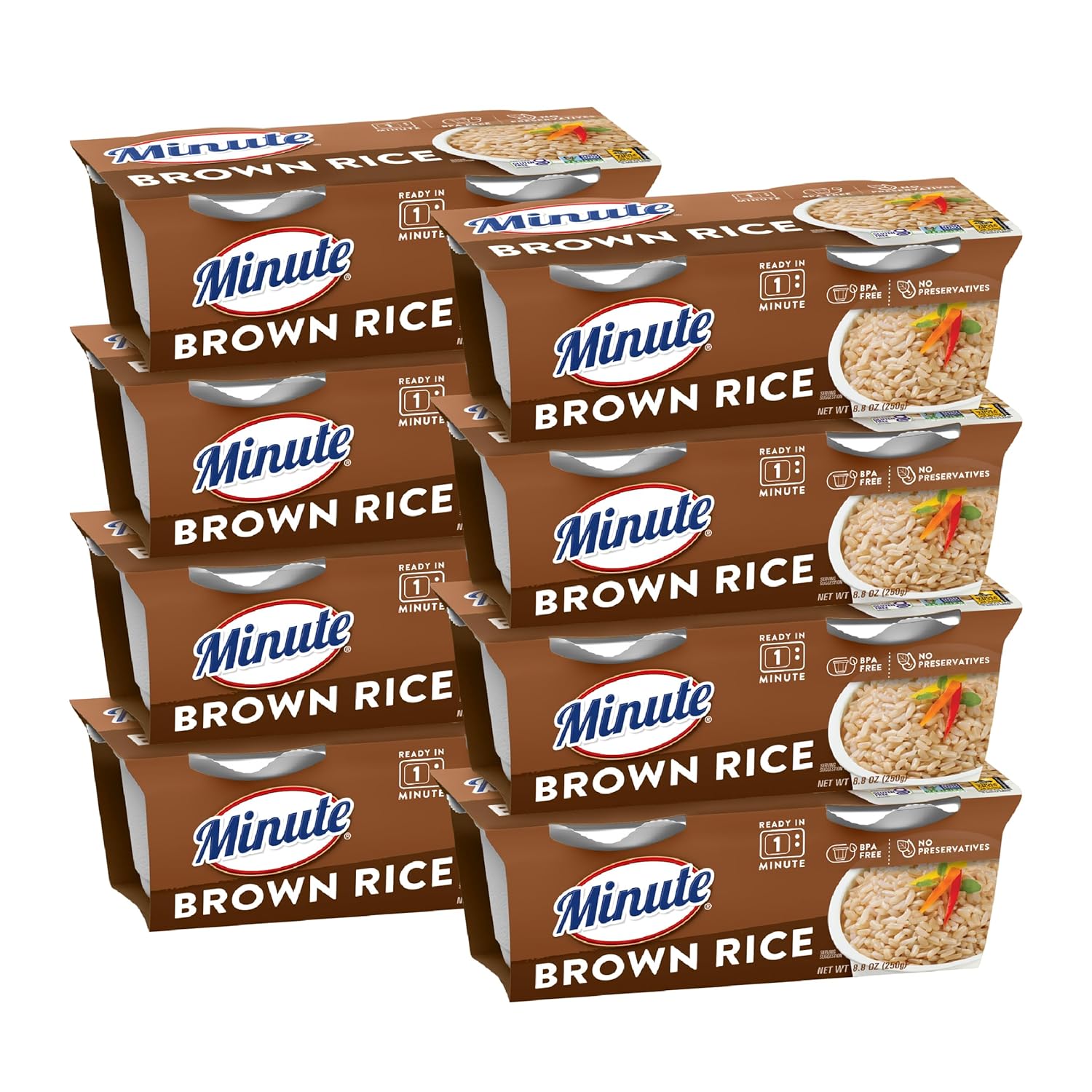 Minute RTS Brown Rice, 2-4.4 Ounce Cups (Pack of 8)