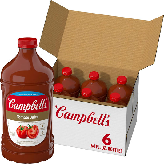 Campbell's Tomato Juice, 100% Tomato Juice, 64 oz Bottle (Pack of 6)