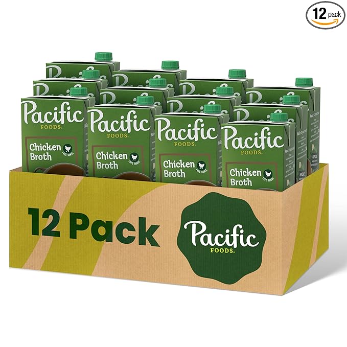 Pacific Foods Free Range Chicken Broth, 32 oz Carton (Pack of 12)