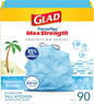 Glad ForceFlex MaxStrength Tall Kitchen Trash Bags, 13 Gal, Beachside Breeze, 90 Ct, Pack May Vary