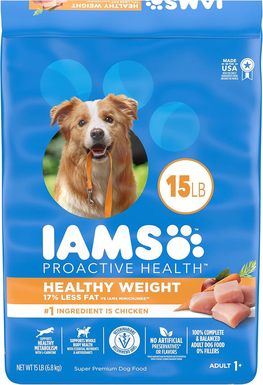 IAMS Proactive Health Healthy Weight Control Adult Dry Dog Food with Real Chicken, 15 lb. Bag