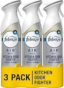 Febreze Room Air Fresheners, Household supplies Room Fresheners, Air Freshener Spray, Odor Fighter Air Freshener for Home, Fresh Lemon Scent, 8.8 oz. Aerosol Can (Pack of 3)