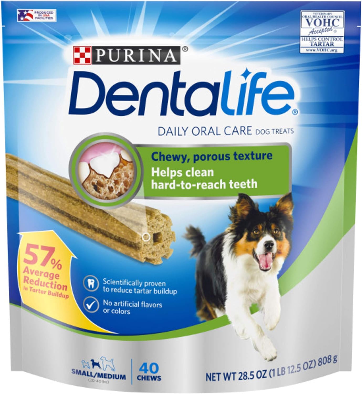 DentaLife Made in USA Facilities Small/Medium Dog Dental Chews, Daily - 40 ct. Pouch