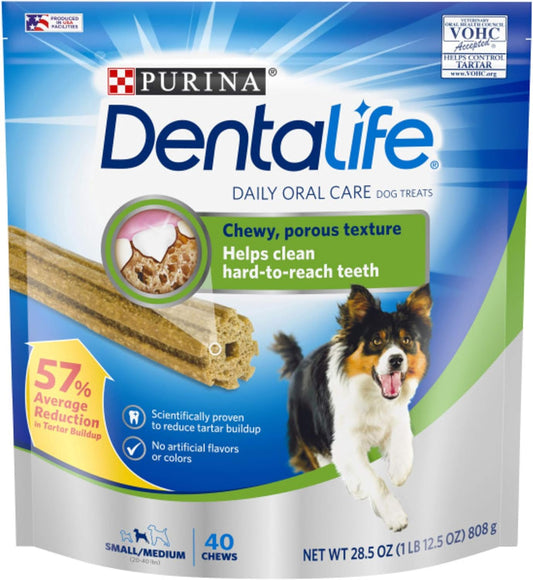 DentaLife Made in USA Facilities Small/Medium Dog Dental Chews, Daily - 40 ct. Pouch