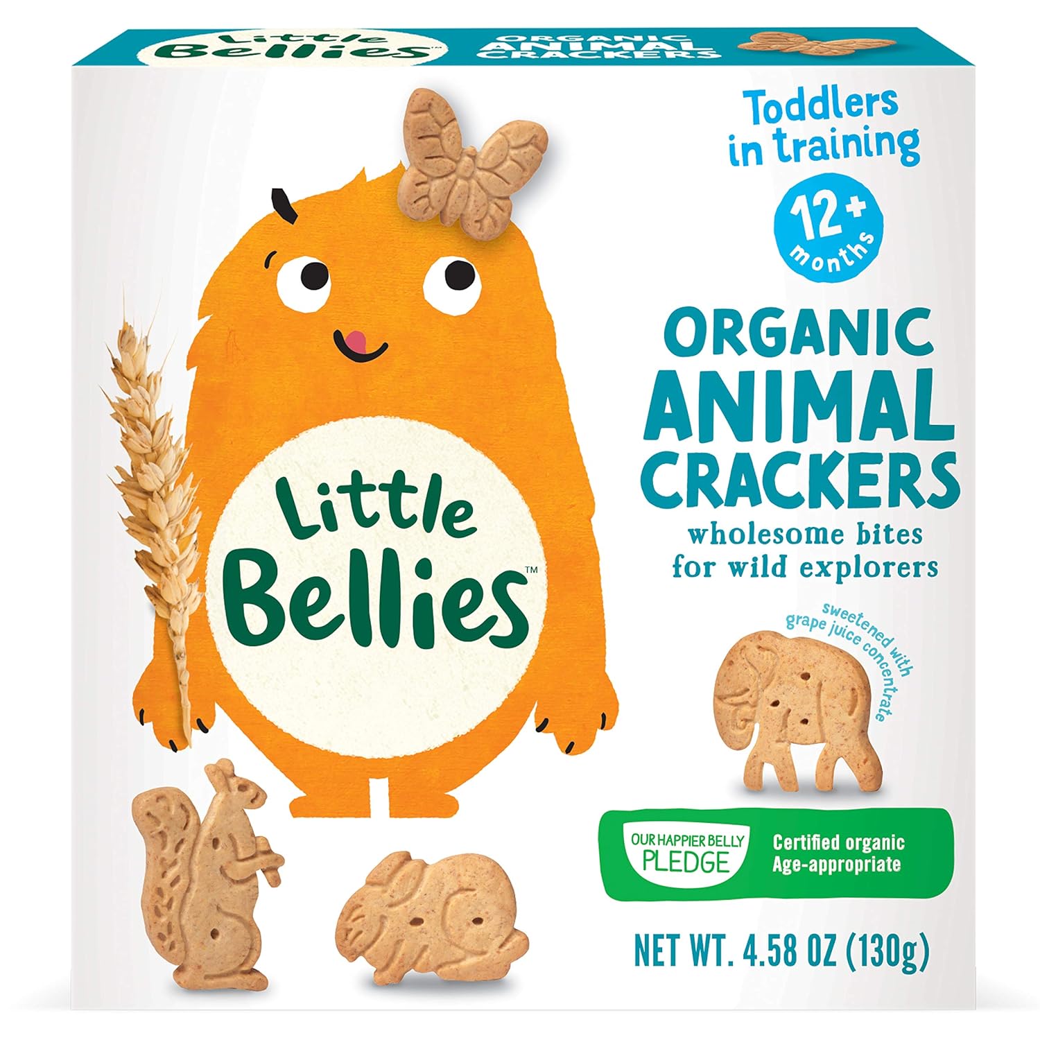 Little Bellies Organic Animal Crackers Toddler Snack (Pack of 5 x 4.58 oz Individual Packs)