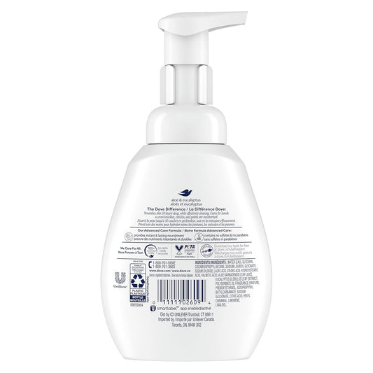 Dove Foaming Hand Wash 4 Count Aloe & Eucalyptus Protects Skin from Dryness, More Moisturizers than the Leading Ordinary Hand Soap, 10.1 oz