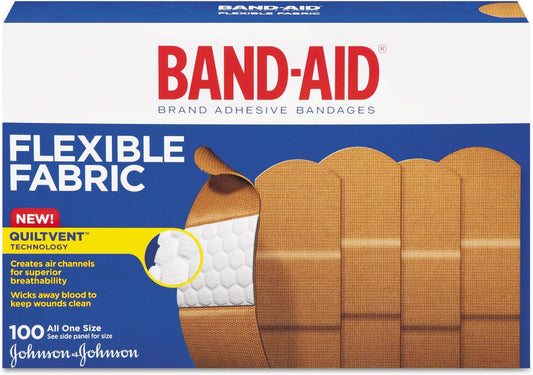 Band-Aid Brand Flexible Fabric Adhesive Bandages for Wound Care and First Aid, All One Size, 100 Count