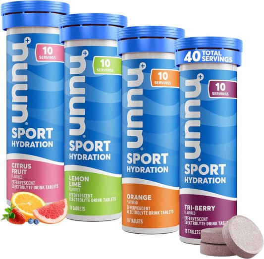 Nuun Sport Electrolyte Tablets for Proactive Hydration, Mixed Citrus Berry Flavors, 4 Pack (40 Servings)