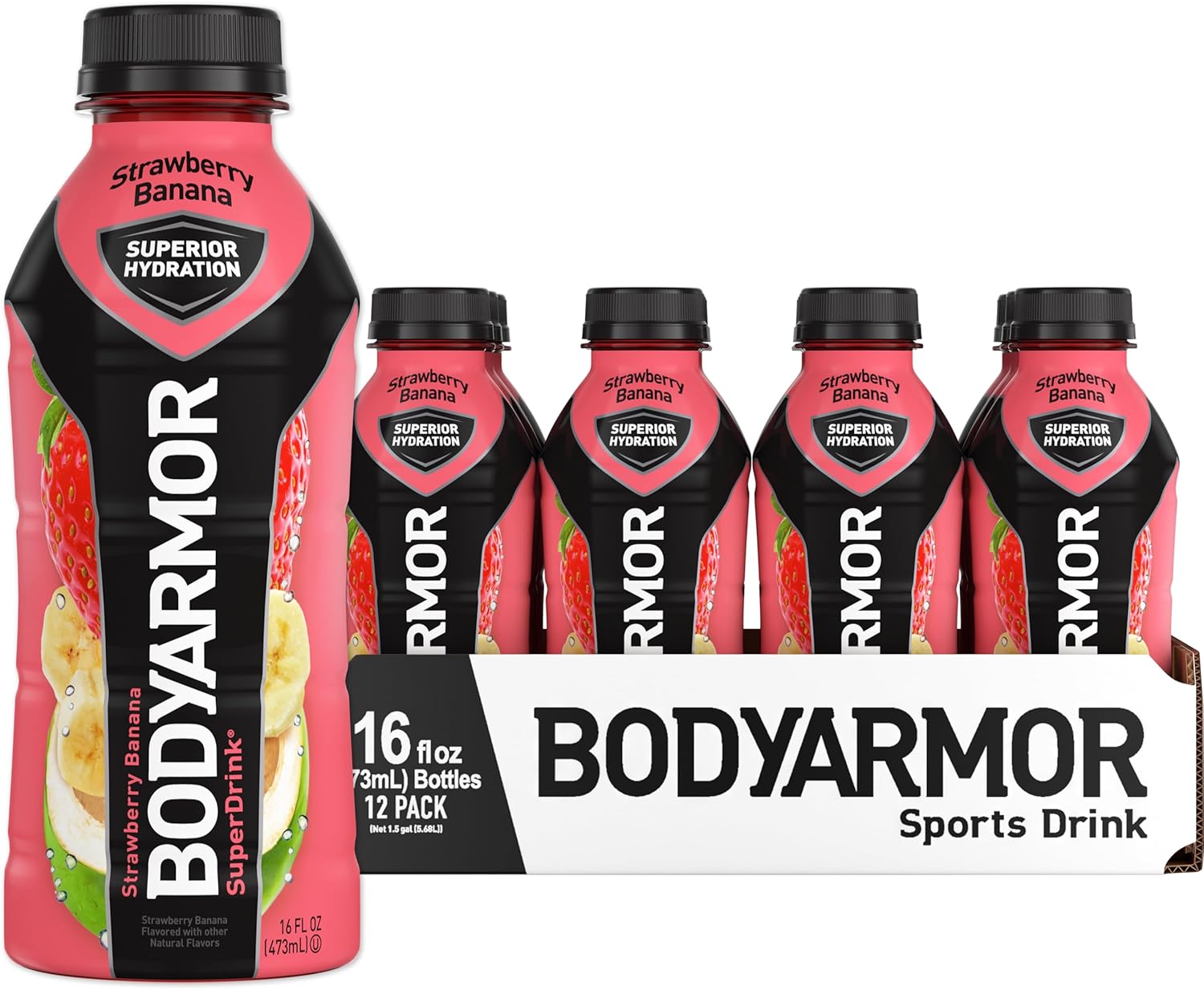 BODYARMOR Sports Drink Sports Beverage, Strawberry Banana, Coconut Water Hydration, Natural Flavors With Vitamins, Potassium-Packed Electrolytes, Perfect...