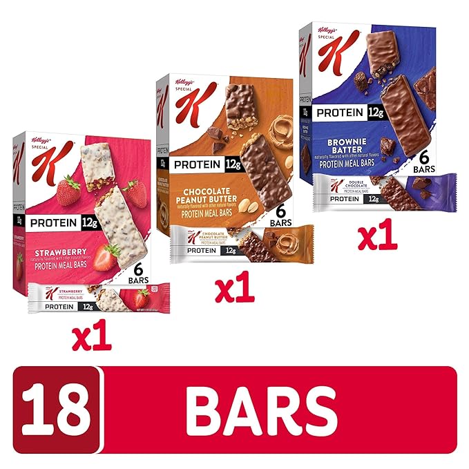 Special K Bar Protein Meal Bars, Meal Replacement, Bulk Protein Snacks, Variety Pack (3 Boxes, 18 Count)