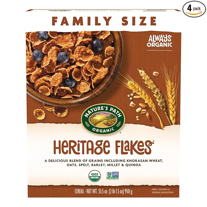 Nature's Path Organic Heritage Flakes¨ Cereal, 33.5 oz (Pack of 4), Non-GMO