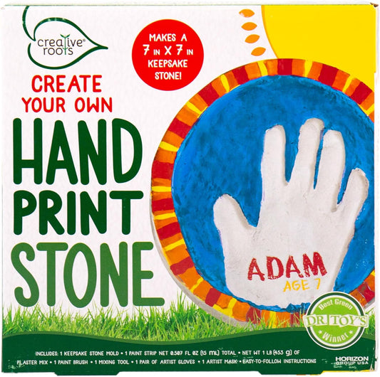 Creative Roots Handprint Stepping Stone, Includes 7-Inch Ceramic Stepping Stone & 6 Vibrant Paints, Garden Stepping Stone Kit, Paint Your Own Stepping Stone, DIY Stepping Stone for Kids Ages 8+ Red