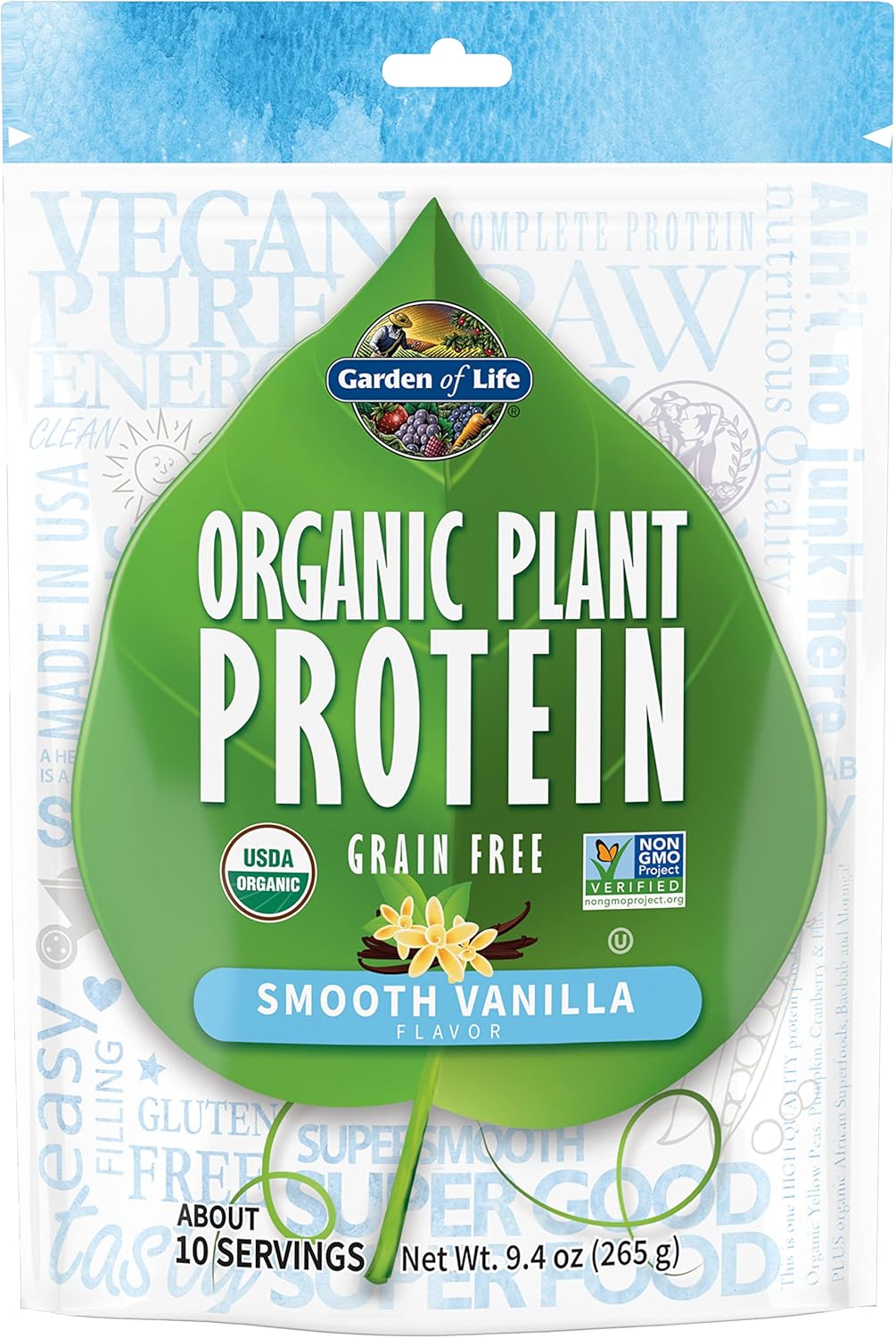 Garden of Life Organic Plant Based Protein Powder - Smooth Vanilla, Vegan, Grain Free and Gluten Free Shake for Women and Men - 10 Servings, 15g of Complete...