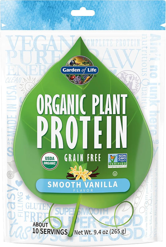 Garden of Life Organic Plant Based Protein Powder - Smooth Vanilla, Vegan, Grain Free and Gluten Free Shake for Women and Men - 10 Servings, 15g of Complete...