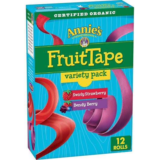 Annie's Organic Fruit Tape, Swirly Strawberry and Bendy Berry Flavors, Variety Pack, 12 Rolls, 9 oz