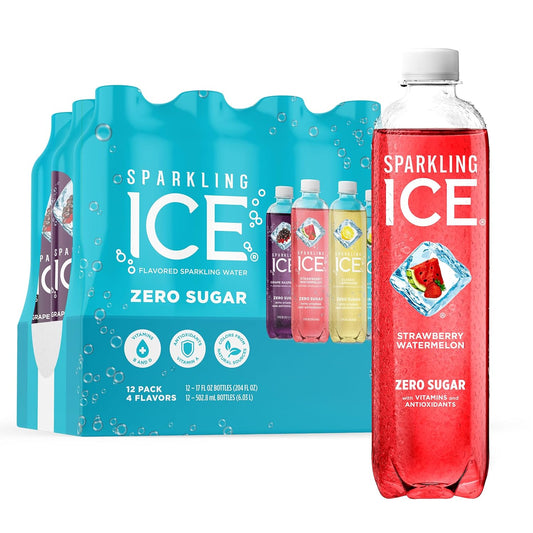 Sparkling Ice Blue Variety Pack, Zero Sugar Sparkling Water, with Vitamins and Antioxidants, 17 fl oz, 12 count (Classic Lemonade, Strawberry Watermelon,...