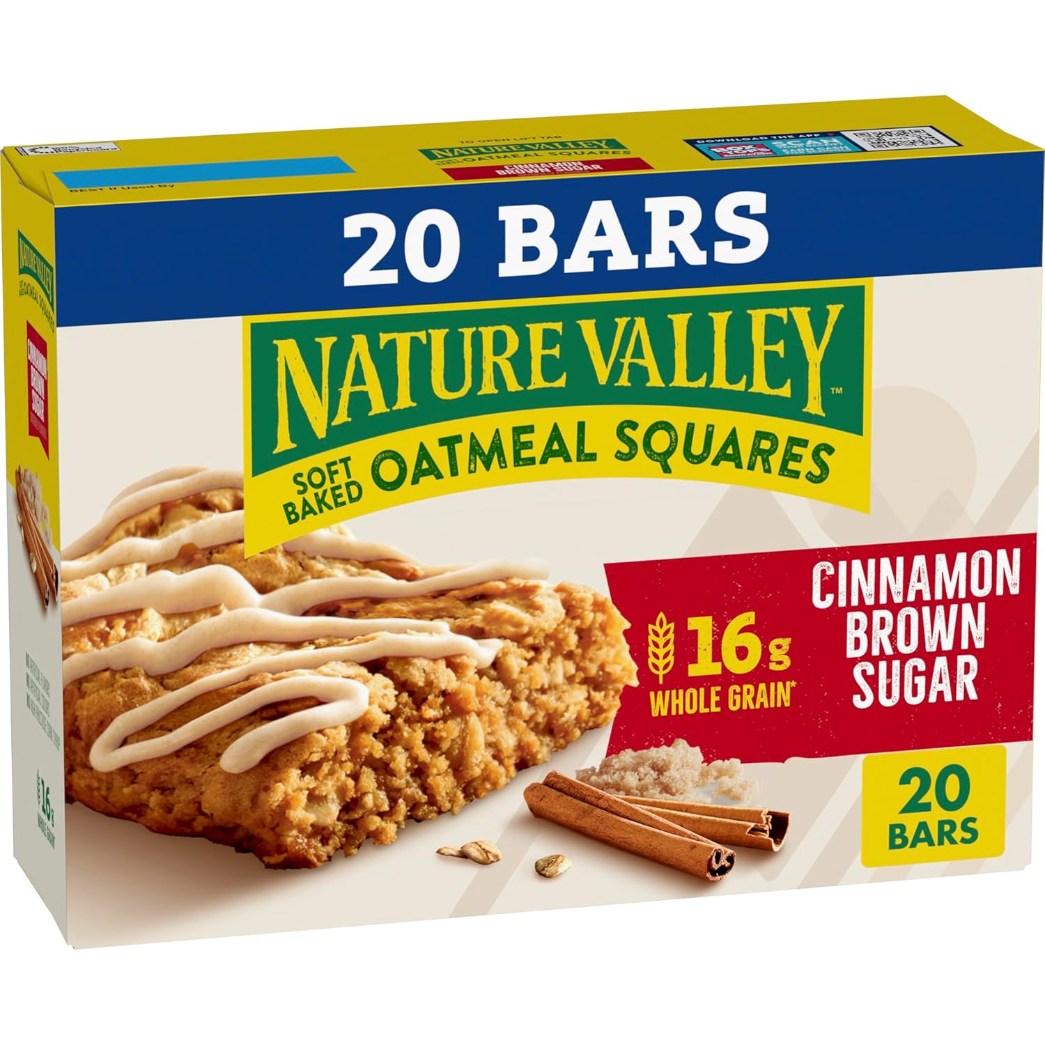Nature Valley Soft-Baked Oatmeal Squares, Cinnamon Brown Sugar, 20 Count, 24.8 OZ