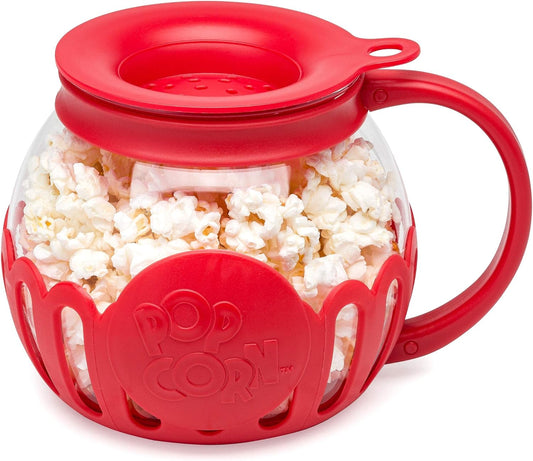 Ecolution Patented Micro-Pop Microwave Popcorn Popper with Temperature Safe Glass, 3-in-1 Lid Measures Kernels and Melts Butter, Made Without BPA,...