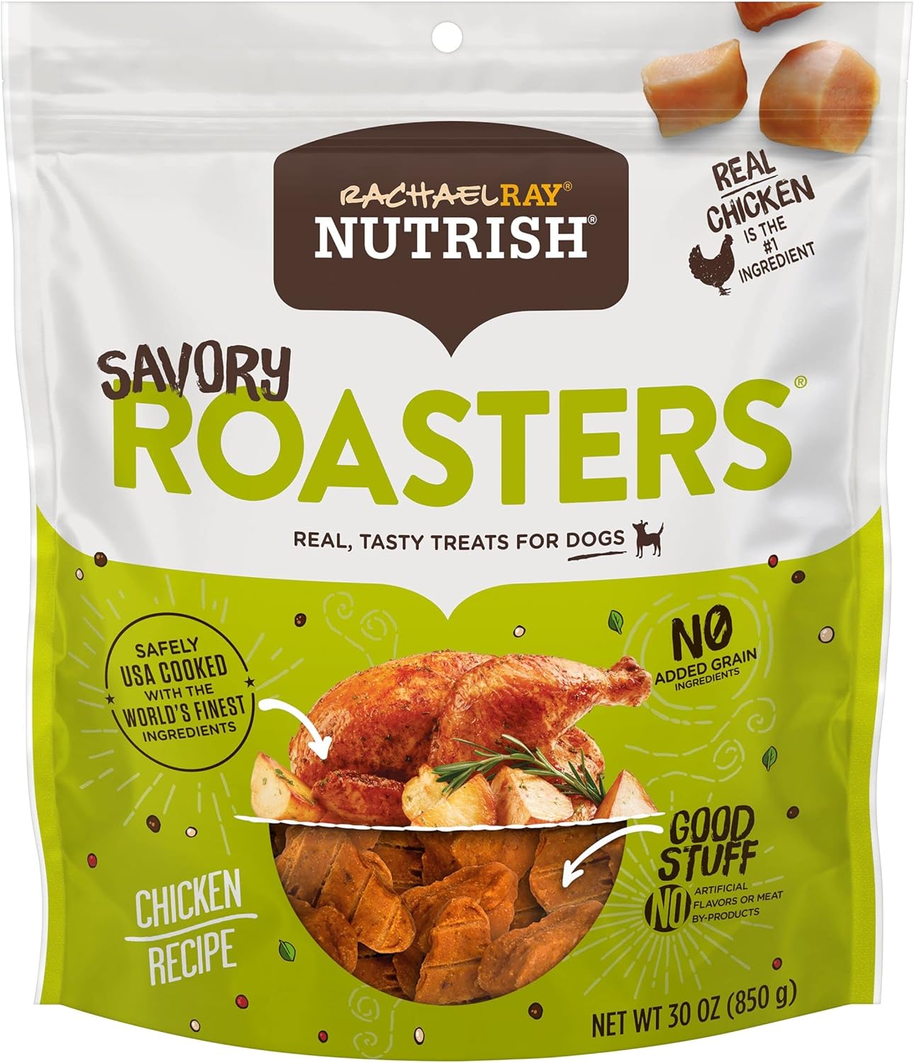 Rachael Ray Nutrish Savory Roasters Real Meat Dog Treats, Roasted Chicken Recipe, 30 Ounce (Pack of 1)
