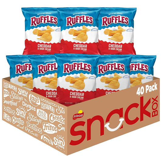 Ruffles Potato Chips, Cheddar Sour Cream, 1 Ounce (Pack of 40)