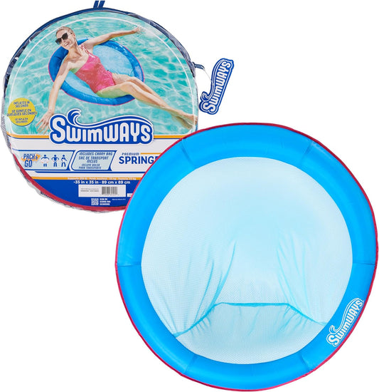 SwimWays Spring Float Premium Papasan Pool Lounger for Swimming Pool, Inflatable Pool Floats Adult with Fast Inflation for Ages 15 & Up