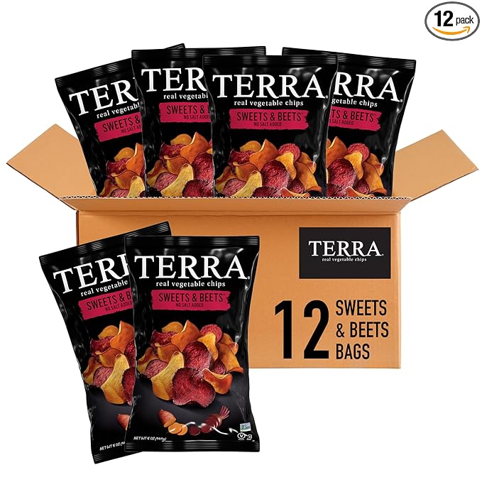 Terra Vegetable Chips, Sweets & Beets, No Salt Added, 5 oz. (Pack of 12)