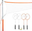 Franklin Sports Badminton Net Sets - Outdoor Backyard + Beach Badminton Net + Equipment Set - (4) Rackets + (2) Birdies + Portable Net Included - Adults + Kids Set