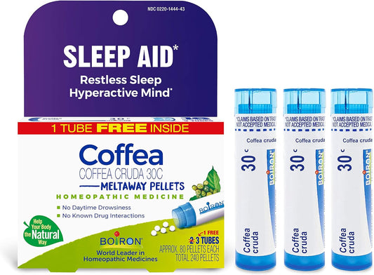 Boiron Coffea Cruda 30C Homeopathic Sleep Aid for Restless Sleep, Mental Hyperactivity, Racing Thoughts, and Difficulty Sleeping - 3 Count (Pack of 1)...

