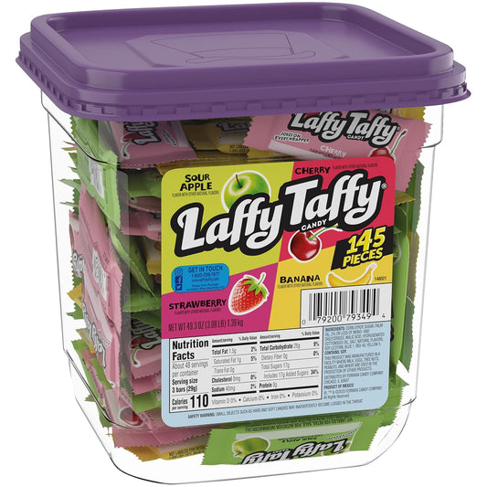 Laffy Taffy Candy, Assorted Fruit Flavored Taffy Candy, Sour Apple, Cherry, Strawberry & Banana Flavors (145 Pieces)