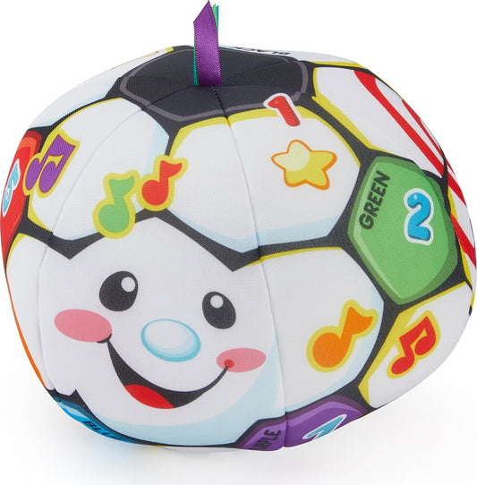 Fisher-Price Laugh & Learn Singin' Soccer Ball, Soft Toy Ball with Music and Learning Phrases for Infants and Toddlers Ages 6-36 Months