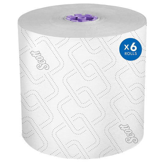 Scott® Essential High-Capacity Hard Roll Towels (02001), with Elevated Design and Absorbency Pockets™, for Purple Core Dispensers, White, Unperforated,...