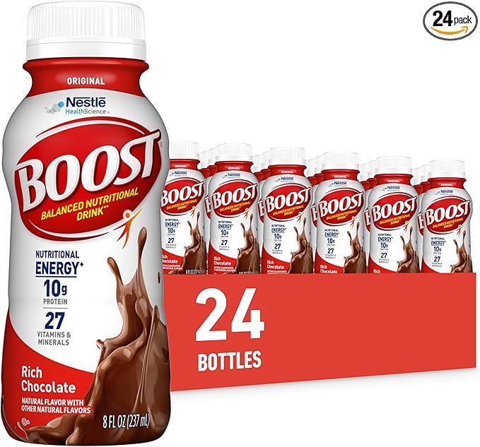 BOOST Original Ready to Drink Nutritional Drinks, Rich Chocolate, 8 Fl Oz Bottles (Pack of 24)
