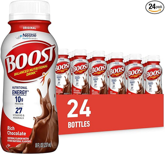 BOOST Original Ready to Drink Nutritional Drinks, Rich Chocolate, 8 Fl Oz Bottles (Pack of 24)