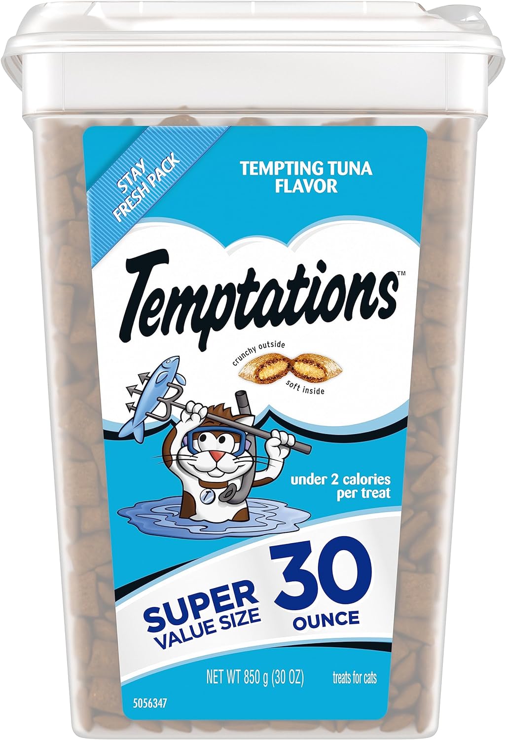 TEMPTATIONS Classic Crunchy and Soft Cat Treats, Tempting Tuna Flavor, 30 oz. Tub
