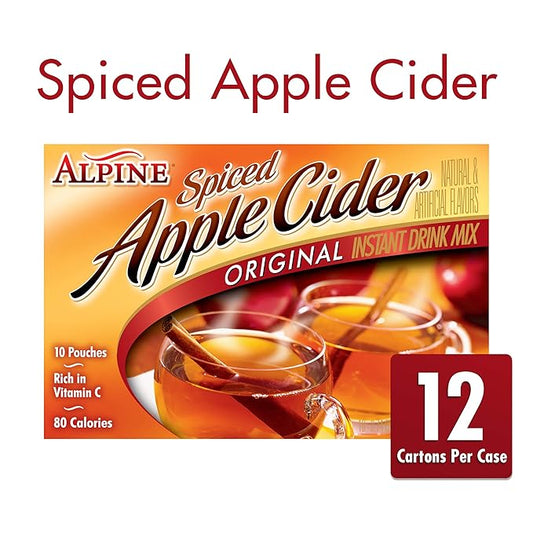Alpine Original Spiced Apple Cider Instant Drink Mix, Rich in Vitamin C and Low Calorie, 0.74 Oz Pouch (Pack of 120)