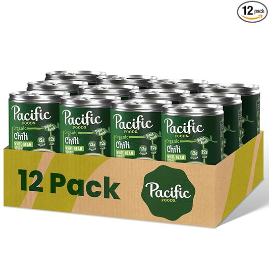 Pacific Foods Organic White Bean Verde Chili, Plant Based, 16.5 oz Can (Pack of 12)