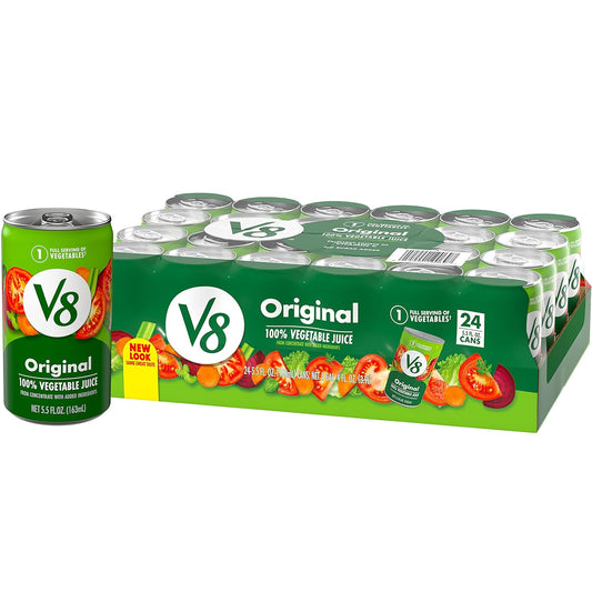 V8 Original 100% Vegetable Juice, Vegetable Blend with Tomato Juice, 5.5 FL OZ Can (Pack of 24)