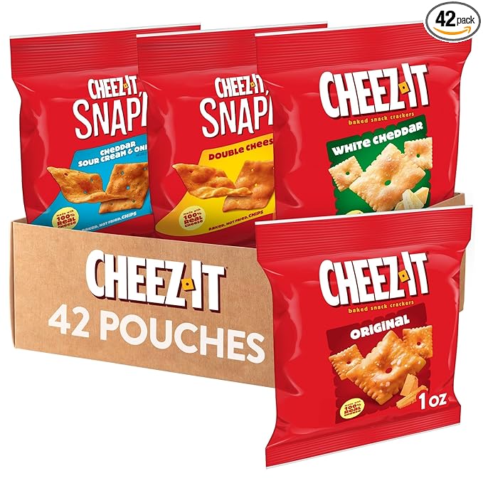 Cheez-It Cheese Crackers, Baked Snack Crackers, Lunch Snacks, Variety Pack (42 Packs)