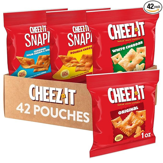 Cheez-It Cheese Crackers, Baked Snack Crackers, Lunch Snacks, Variety Pack (42 Packs)