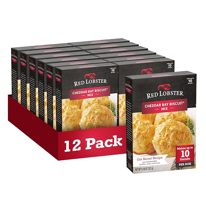 Red Lobster Cheddar Bay Biscuit Mix, Garlic Herb Seasoning Included, Cheddar Biscuit Mix, 11.36 Oz Box (Pack of 12)