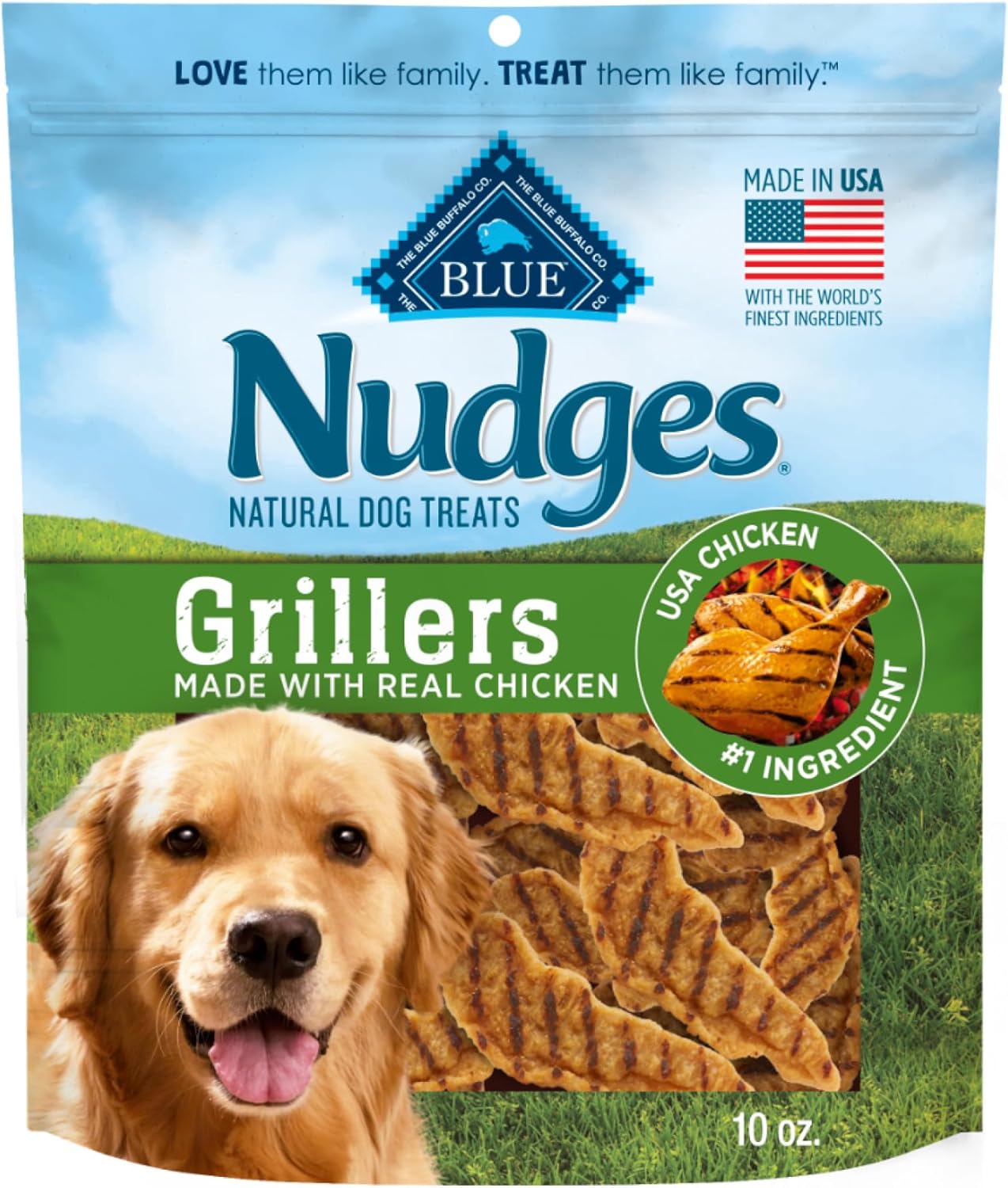 Blue Buffalo Nudges Grillers Natural Dog Treats Made with Real Chicken, Made in the USA, Chicken, 10-oz. Bag