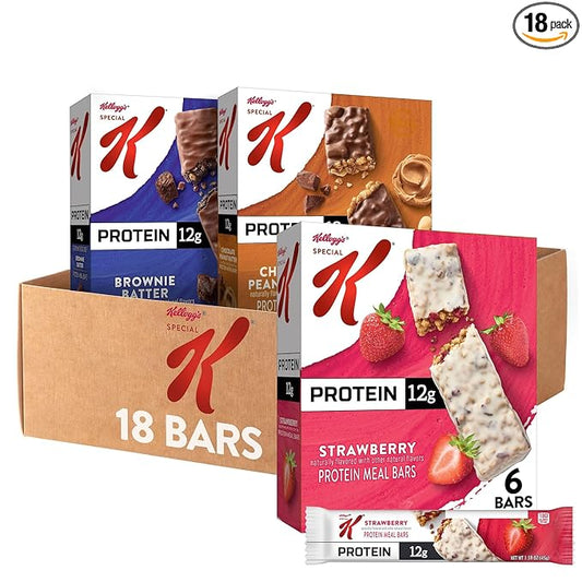 Special K Bar Protein Meal Bars, Meal Replacement, Bulk Protein Snacks, Variety Pack (3 Boxes, 18 Count)