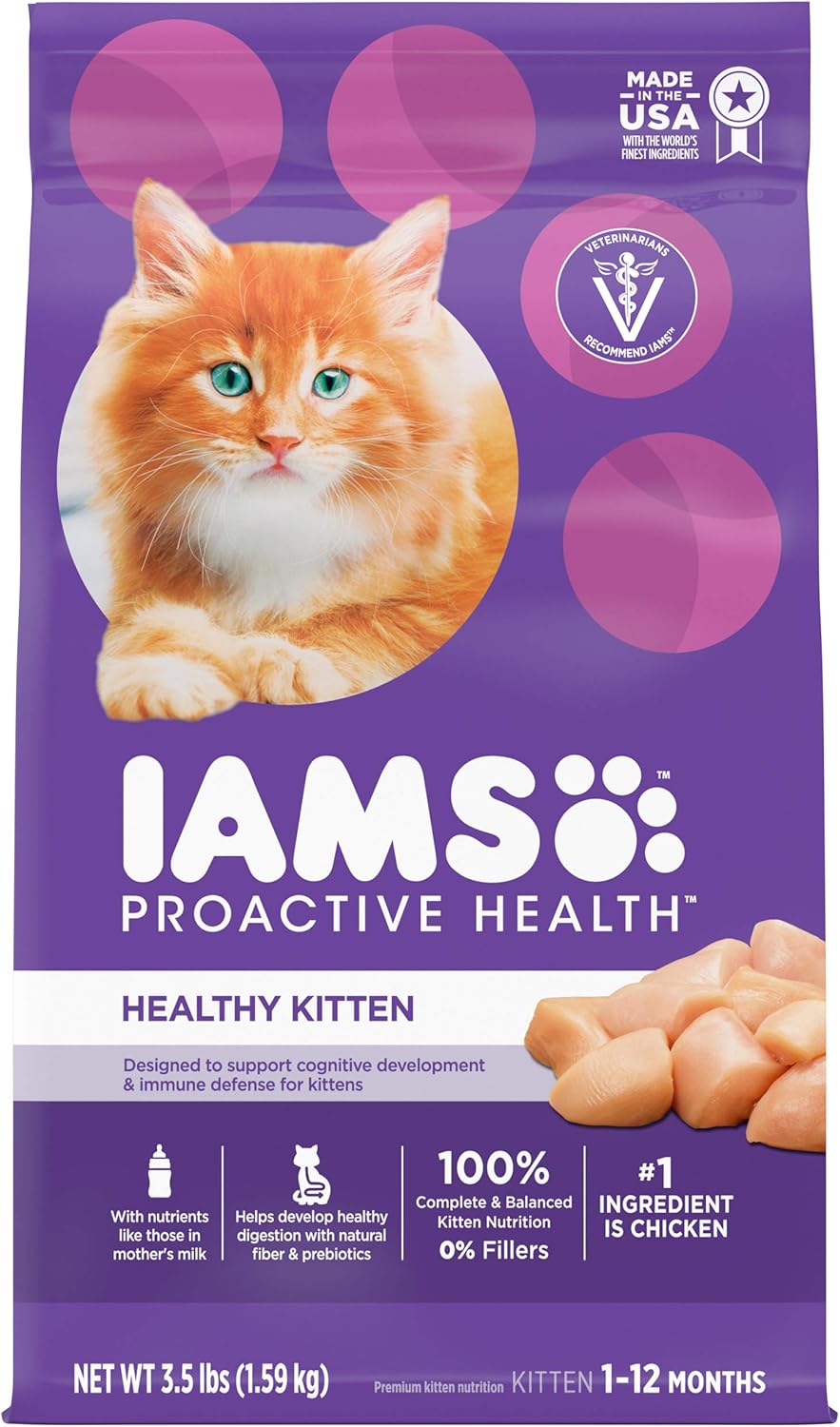 IAMS Proactive Health Healthy Kitten Dry Cat Food with Chicken, 3.5 lb. Bag