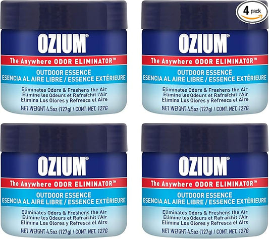 Ozium 4.5 Oz. 4 Pack Odor Eliminating Gel for Homes, Cars, Offices and More, Outdoor Essence, 4 Pack