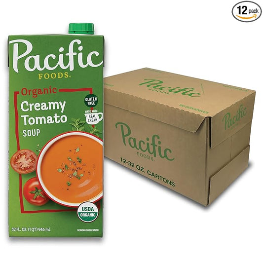 Pacific Foods Organic Creamy Tomato Soup, 32 oz Carton (Pack of 12)