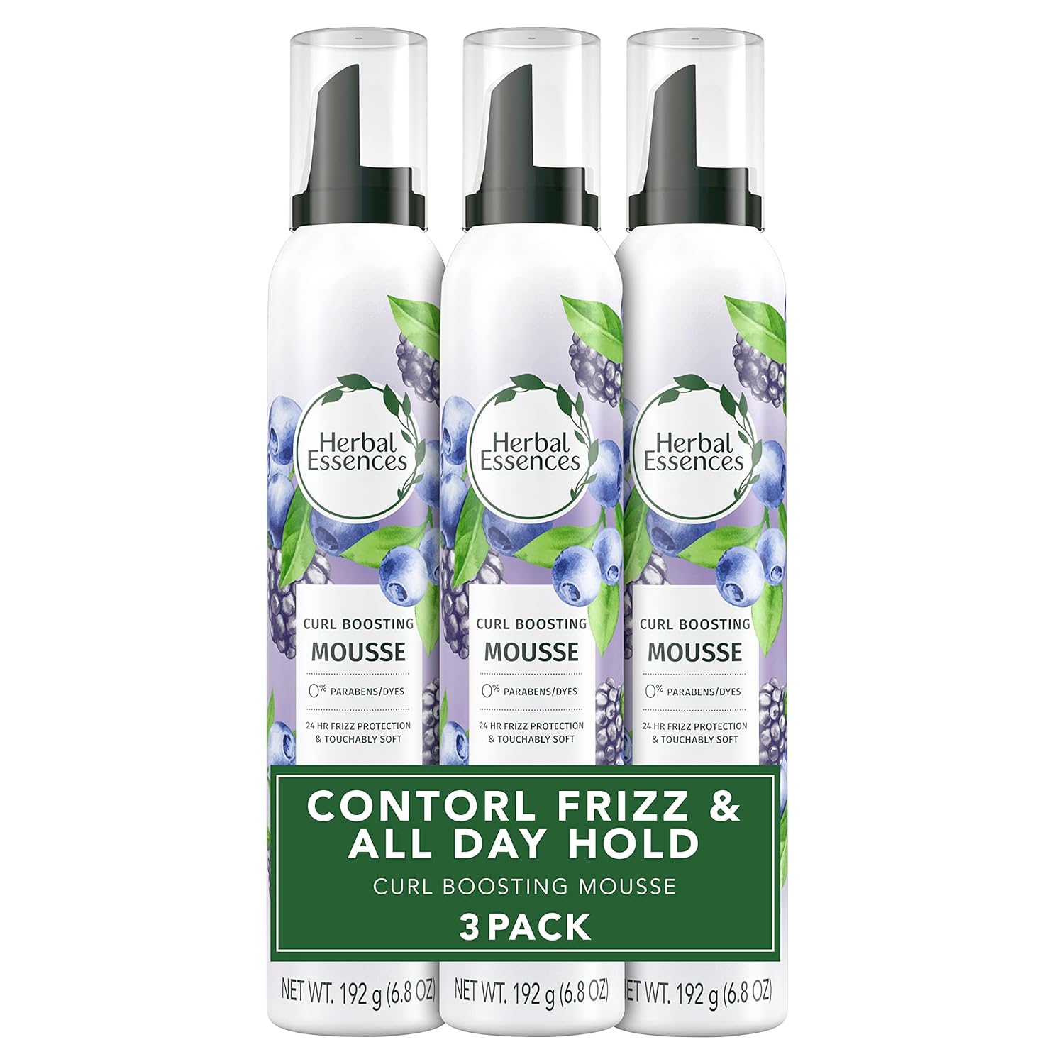 Herbal Essences Curl Boosting Mousse, Frizz Control for Curly & Wavy Hair, Long-Lasting Hold with Berry Scent, Paraben & Dye-Free, Cruelty-Free, 6.8...
